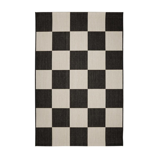 County Chequer Black In-Outdoor Flatweave Runner