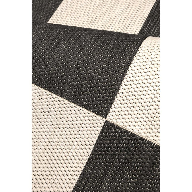 County Chequer Black In-Outdoor Flatweave Runner