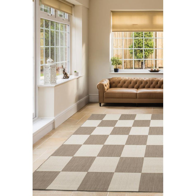 County Chequer Natural In-Outdoor Flatweave Runner