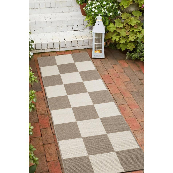 County Chequer Natural In-Outdoor Flatweave Runner