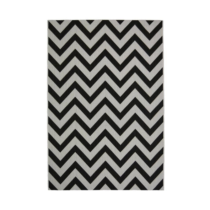 County Chevron Black In-Outdoor Flatweave Runner