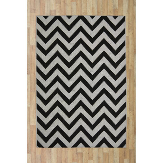 County Chevron Black In-Outdoor Flatweave Runner