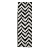 County Chevron Black In-Outdoor Flatweave Runner