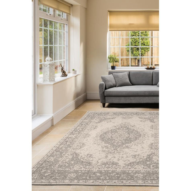 County Medallion Silver In-Outdoor Flatweave Runner