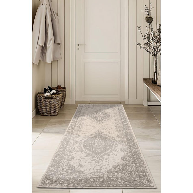 County Medallion Silver In-Outdoor Flatweave Runner