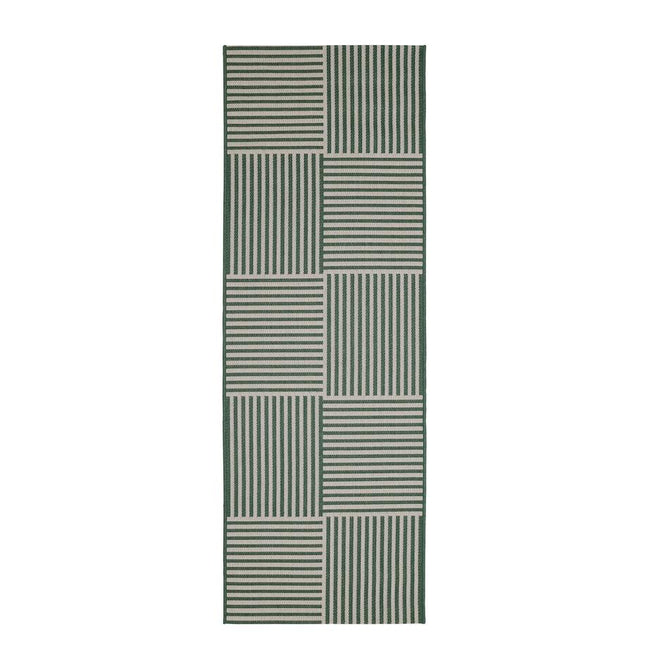 County Multi Stripe Green In-Outdoor Flatweave Runner
