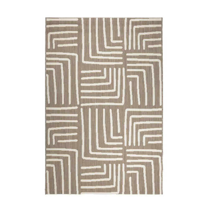 County Patches Taupe In-Outdoor Flatweave Runner
