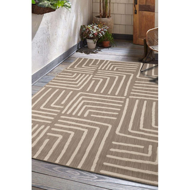 County Patches Taupe In-Outdoor Flatweave Runner