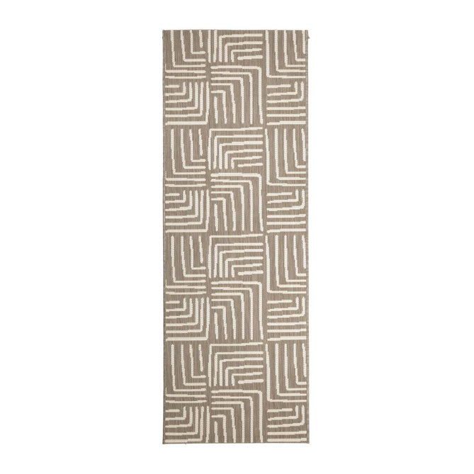 County Patches Taupe In-Outdoor Flatweave Runner