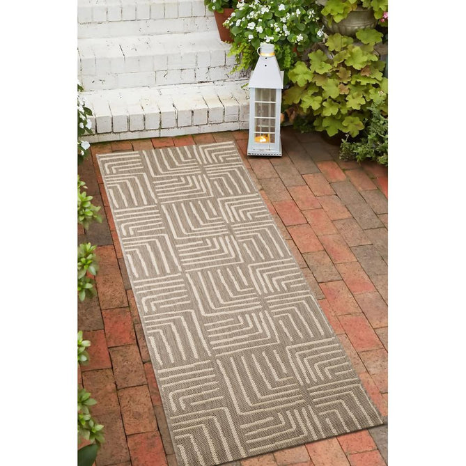 County Patches Taupe In-Outdoor Flatweave Runner