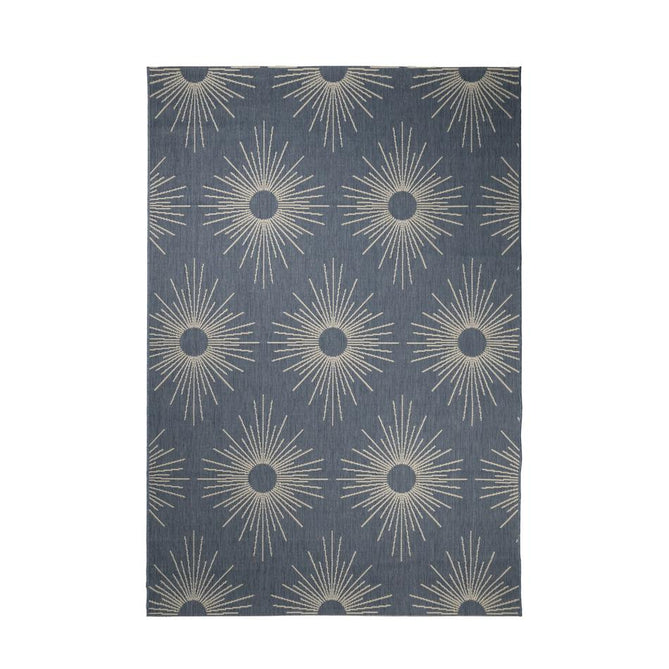 County Stars Blue In-Outdoor Flatweave Round Rug