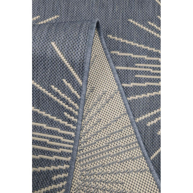 County Stars Blue In-Outdoor Flatweave Round Rug