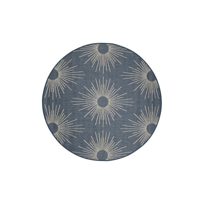 County Stars Blue In-Outdoor Flatweave Round Rug