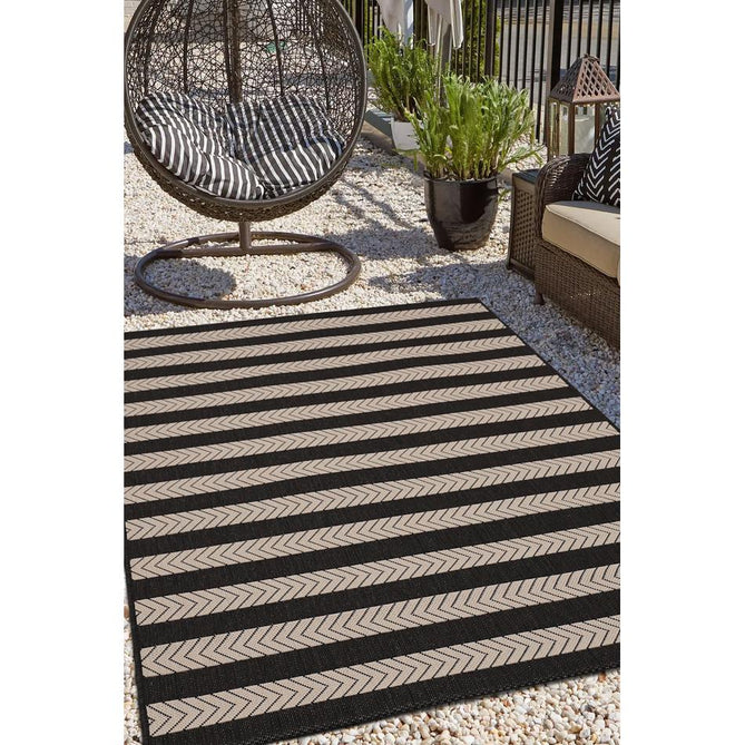 County Stripe Black In-Outdoor Flatweave Runner