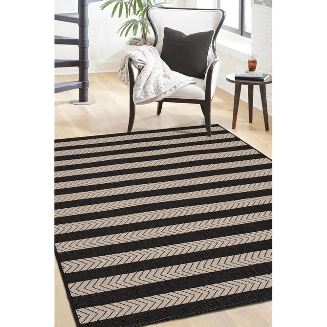 County Stripe Black In-Outdoor Flatweave Runner