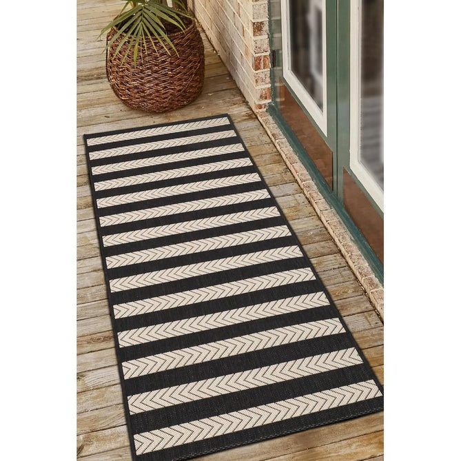 County Stripe Black In-Outdoor Flatweave Runner