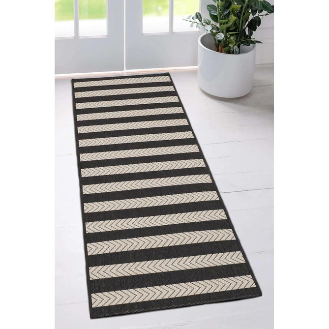 County Stripe Black In-Outdoor Flatweave Runner