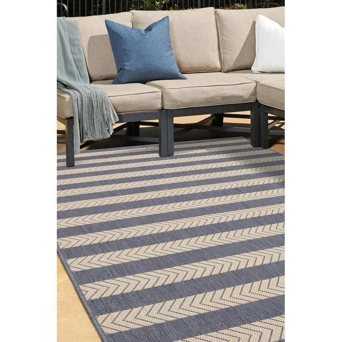 County Stripe Navy In-Outdoor Flatweave Runner