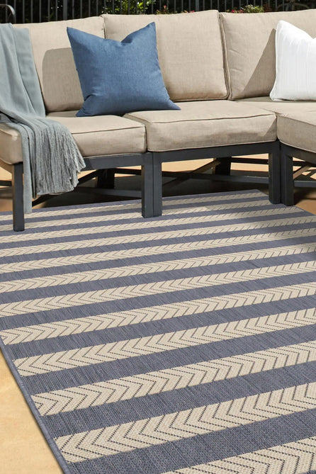 County Stripe Navy In-Outdoor Flatweave Rug-Melrose-Rug Love - The Most Loved Rug Store