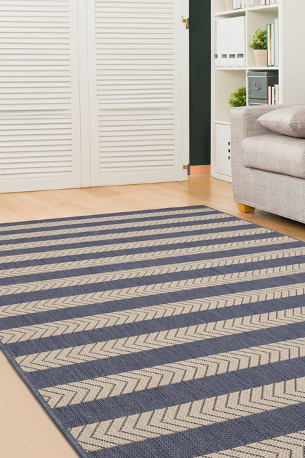County Stripe Navy In-Outdoor Flatweave Rug-Melrose-Rug Love - The Most Loved Rug Store