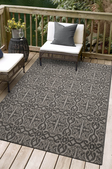 County Victorian Grey In-Outdoor Flatweave Rug-Melrose-Rug Love - The Most Loved Rug Store