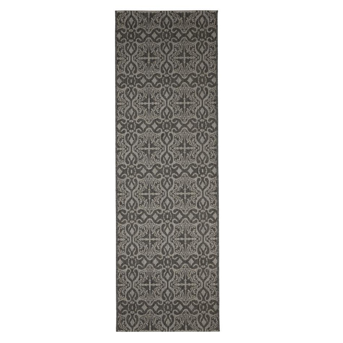 County Victorian Grey In-Outdoor Flatweave Runner