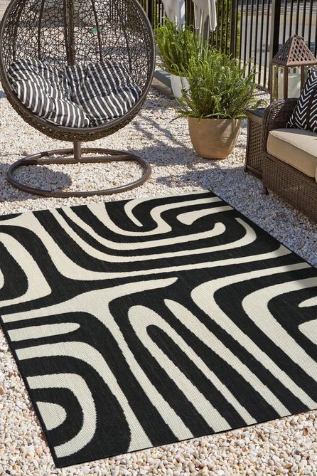 County Zebra Black In-Outdoor Flatweave Rug-Melrose-Rug Love - The Most Loved Rug Store