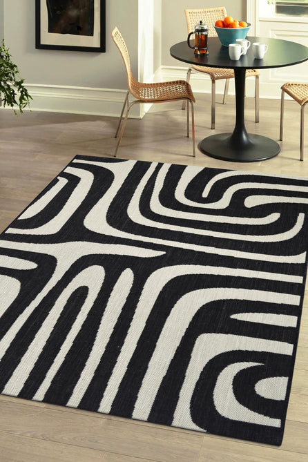 County Zebra Black In-Outdoor Flatweave Rug-Melrose-Rug Love - The Most Loved Rug Store