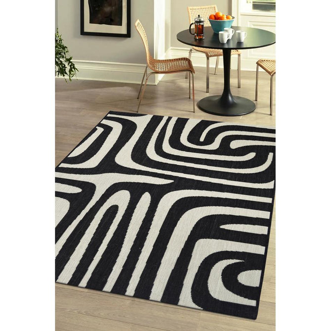County Zebra Black In-Outdoor Flatweave Runner