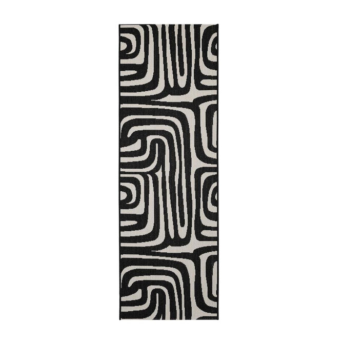 County Zebra Black In-Outdoor Flatweave Runner