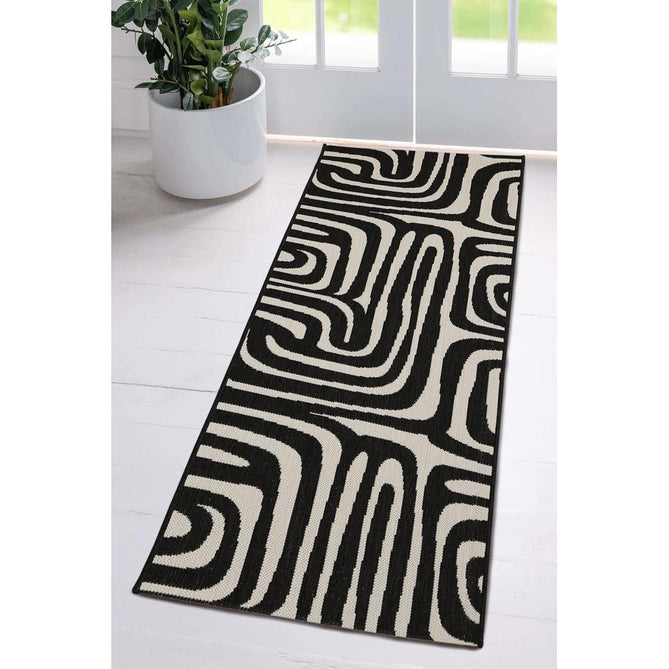 County Zebra Black In-Outdoor Flatweave Runner