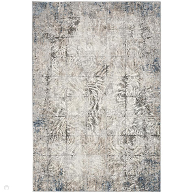 Calvin Klein CK022 Infinity IFN02 Modern Abstract Linear Distressed Shimmer Hi-Low Textured Polyester Low Profile Short Pile Warm Beige/Ivory/Grey/Steel Blue/Dusty Taupe Runner-Calvin Klein-Rug Love - The Most Loved Rug Store