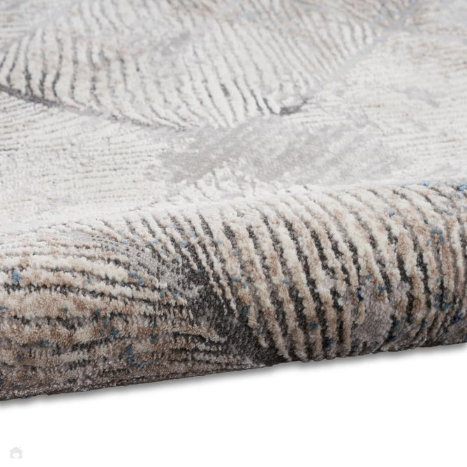 Calvin Klein CK022 Infinity IFN02 Modern Abstract Linear Distressed Shimmer Hi-Low Textured Polyester Low Profile Short Pile Warm Beige/Ivory/Grey/Steel Blue/Dusty Taupe Runner-Calvin Klein-Rug Love - The Most Loved Rug Store