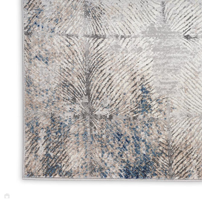 Calvin Klein CK022 Infinity IFN02 Modern Abstract Linear Distressed Shimmer Hi-Low Textured Polyester Low Profile Short Pile Warm Beige/Ivory/Grey/Steel Blue/Dusty Taupe Runner-Calvin Klein-Rug Love - The Most Loved Rug Store