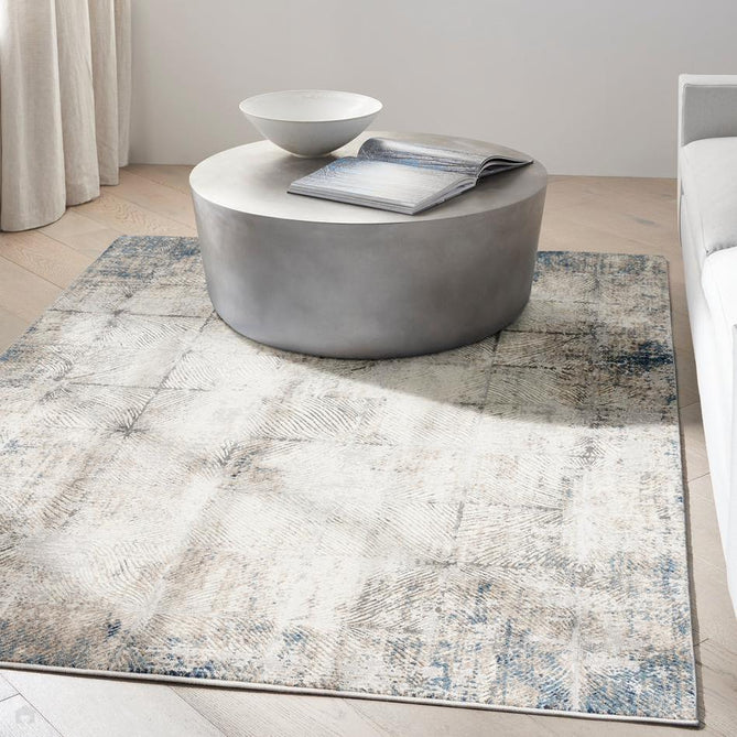 Calvin Klein CK022 Infinity IFN02 Modern Abstract Linear Distressed Shimmer Hi-Low Textured Polyester Low Profile Short Pile Warm Beige/Ivory/Grey/Steel Blue/Dusty Taupe Runner-Calvin Klein-Rug Love - The Most Loved Rug Store