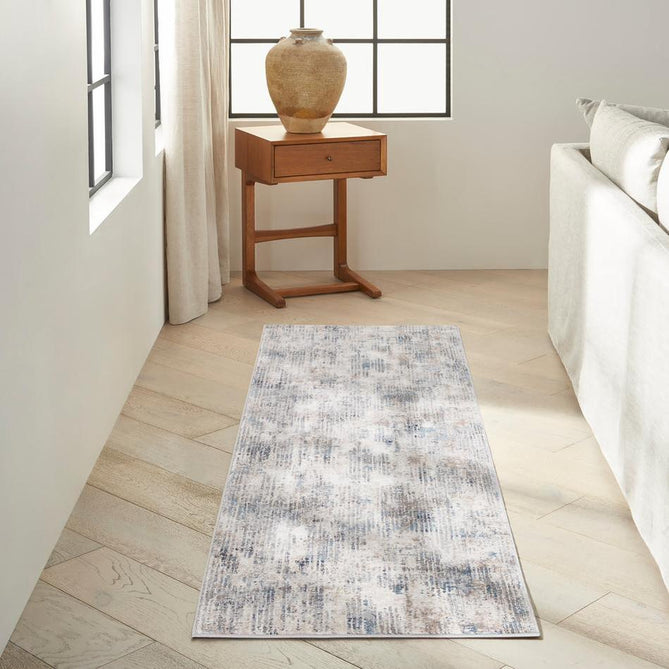 Calvin Klein CK022 Infinity IFN03 Modern Abstract Grid Distressed Shimmer Hi-Low Textured Polyester Low Profile Short Pile Stone Grey/Ivory/Beige/Taupe/Charcoal Grey/Midnight Blue/Cream Runner-Calvin Klein-Rug Love - The Most Loved Rug Store