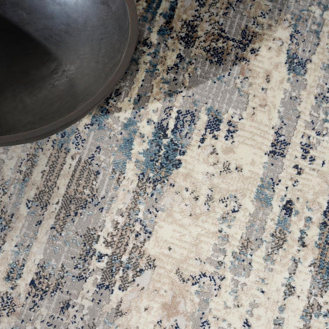 Calvin Klein CK022 Infinity IFN03 Modern Abstract Grid Distressed Shimmer Hi-Low Textured Polyester Low Profile Short Pile Stone Grey/Ivory/Beige/Taupe/Charcoal Grey/Midnight Blue/Cream Runner-Calvin Klein-Rug Love - The Most Loved Rug Store