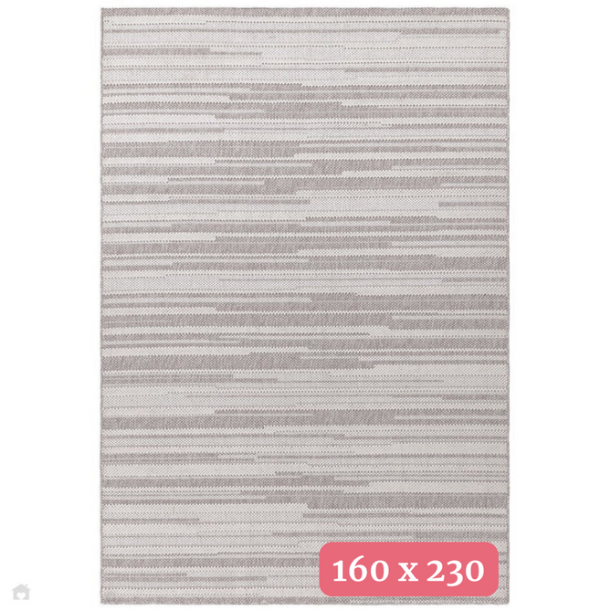 Camber Stripe Modern Linear Durable Hi-Low Textured Pile Polyester Flatweave Grey/Cream Rug 160 x 230 cm-Shop Returns-Rug Love - The Most Loved Rug Store
