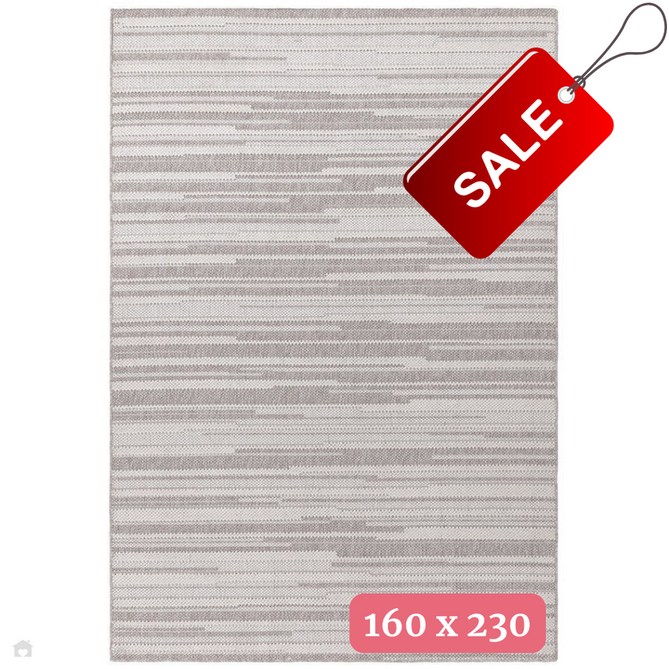 Camber Stripe Modern Linear Durable Hi-Low Textured Pile Polyester Flatweave Grey/Cream Rug 160 x 230 cm-Shop Returns-Rug Love - The Most Loved Rug Store