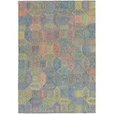 Camden Modern Geometric Hand-Woven Textured Wool&Viscose Space-Dyed Short High-Density Pile Flatweave Cream/Multicolour Rug