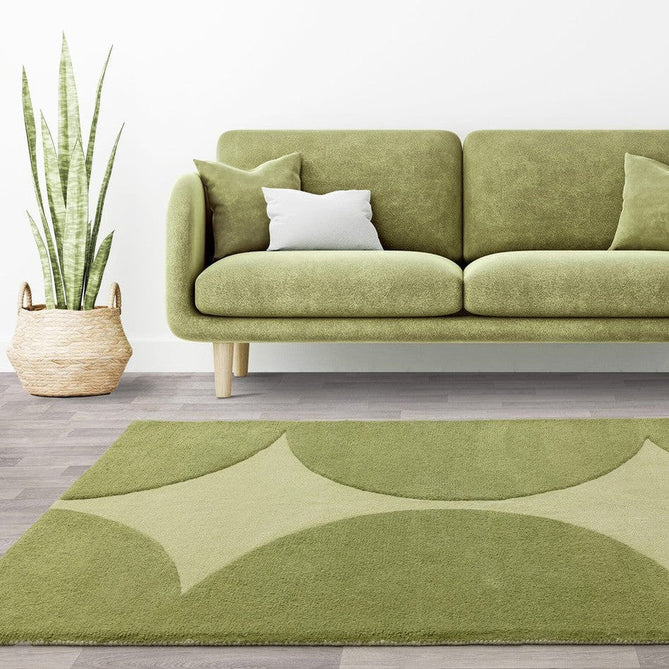 Canvas 01 Reflect Modern Abstract Hand-Woven Wool Hi-Low Contrast Textured Low Profile Short Pile Olive/Sage Green Rug-Asiatic Carpets-Rug Love - The Most Loved Rug Store