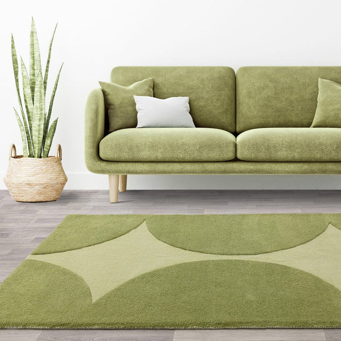 Canvas 01 Reflect Modern Abstract Hand-Woven Wool Hi-Low Contrast Textured Low Profile Short Pile Olive/Sage Green Rug-Asiatic Carpets-Rug Love - The Most Loved Rug Store