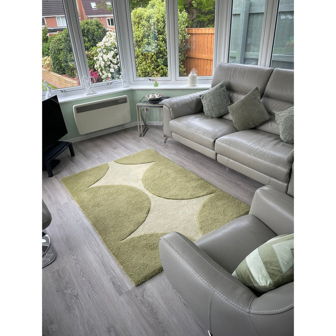 Canvas 01 Reflect Modern Abstract Hand-Woven Wool Hi-Low Contrast Textured Low Profile Short Pile Olive/Sage Green Rug-Asiatic Carpets-Rug Love - The Most Loved Rug Store