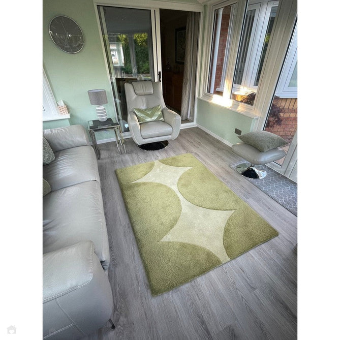 Canvas 01 Reflect Modern Abstract Hand-Woven Wool Hi-Low Contrast Textured Low Profile Short Pile Olive/Sage Green Rug-Asiatic Carpets-Rug Love - The Most Loved Rug Store