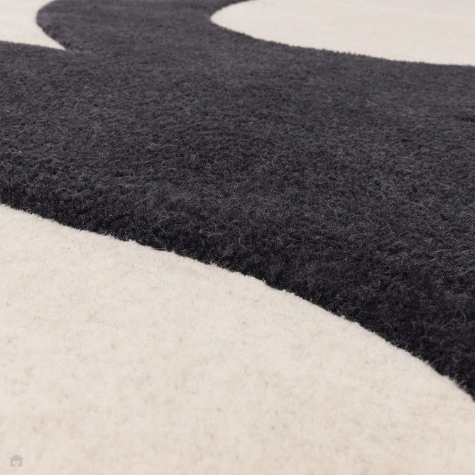 Canvas 03 Balance Modern Abstract Hand-Woven Wool Hi-Low Contrast Textured Low Profile Short Pile Black/Ivory Rug-Asiatic Carpets-Rug Love - The Most Loved Rug Store