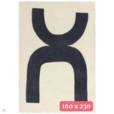Canvas 03 Balance Modern Abstract Hand-Woven Wool Hi-Low Contrast Textured Flat-Pile Black Rug 160 x 230 cm