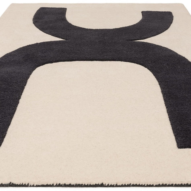 Canvas 03 Balance Modern Abstract Hand-Woven Wool Hi-Low Contrast Textured Low Profile Short Pile Black/Ivory Rug-Asiatic Carpets-Rug Love - The Most Loved Rug Store