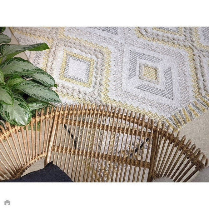 Carlton Boho Geometric Textured Hand-Woven Hi-Low Durable Stain-Resistant Weatherproof Flatweave In-Outdoor Mustard/Cream/Taupe/Grey Rug-Asiatic Carpets-Rug Love - The Most Loved Rug Store