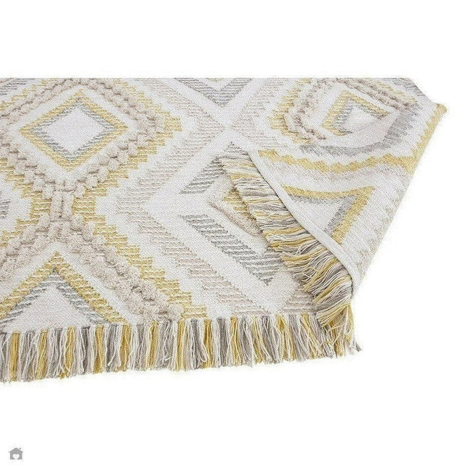 Carlton Boho Geometric Textured Hand-Woven Hi-Low Durable Stain-Resistant Weatherproof Flatweave In-Outdoor Mustard/Cream/Taupe/Grey Rug-Asiatic Carpets-Rug Love - The Most Loved Rug Store