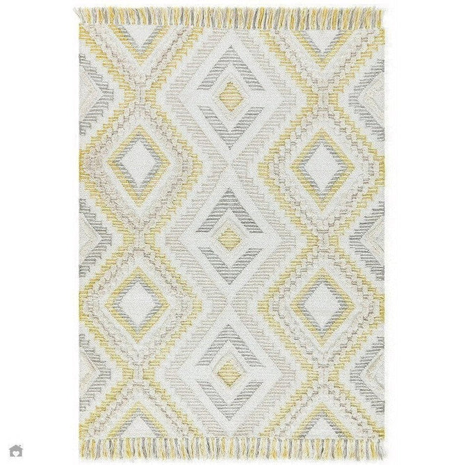 Carlton Boho Geometric Textured Hand-Woven Hi-Low Durable Stain-Resistant Weatherproof Flatweave In-Outdoor Mustard/Cream/Taupe/Grey Rug-Asiatic Carpets-Rug Love - The Most Loved Rug Store